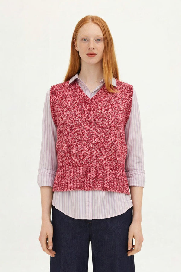Womens Knitted Vest - Red | Twisted Yarn
