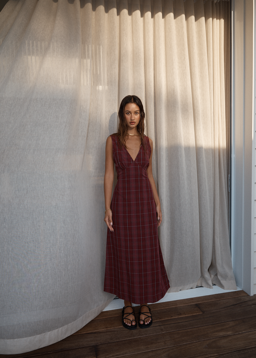 Womens Maxi Dress Eboni - Port - AFENDS