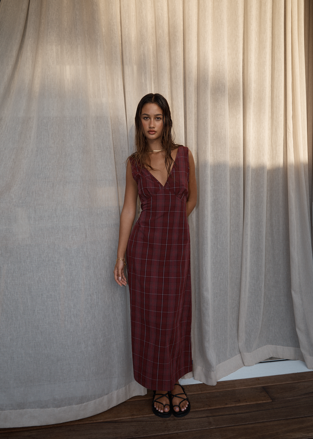 Womens Maxi Dress Eboni - Port - AFENDS