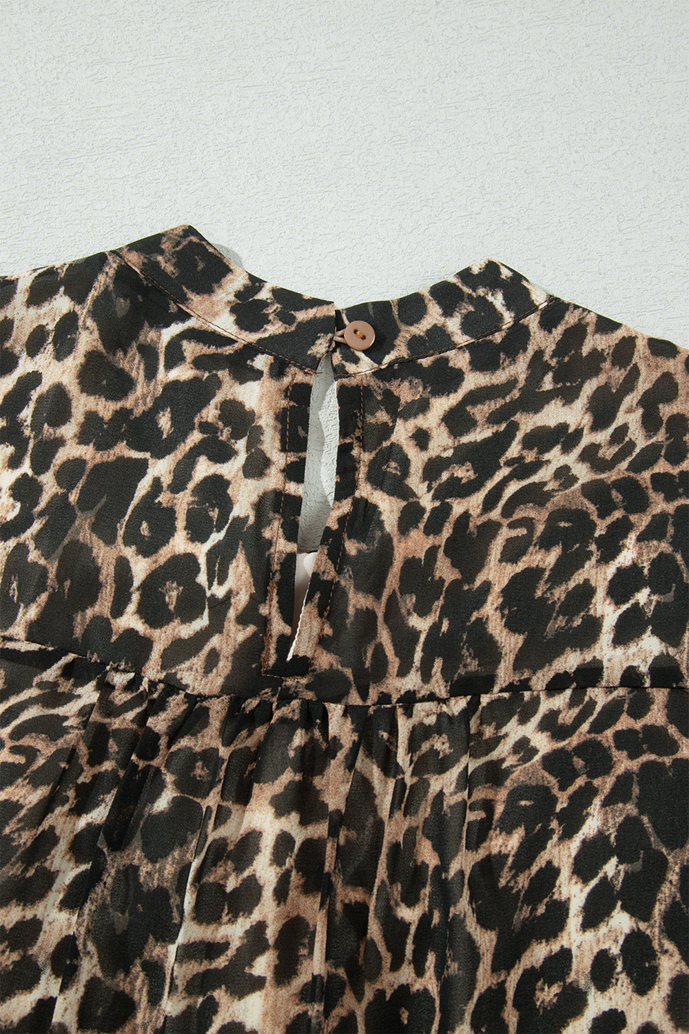 Brown Leopard Print Long Sleeve Short Shift Dress