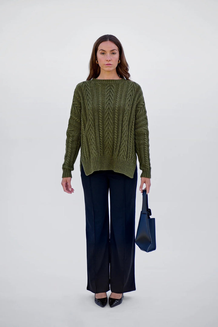 Maxted Soft Cable Pullover – Khaki