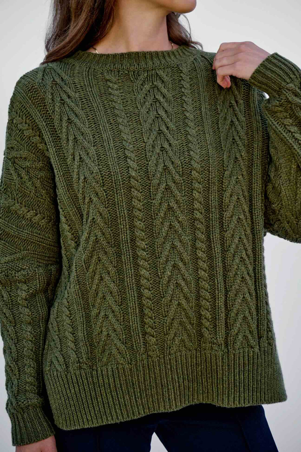 Maxted Soft Touch Cable Pullover-Khaki