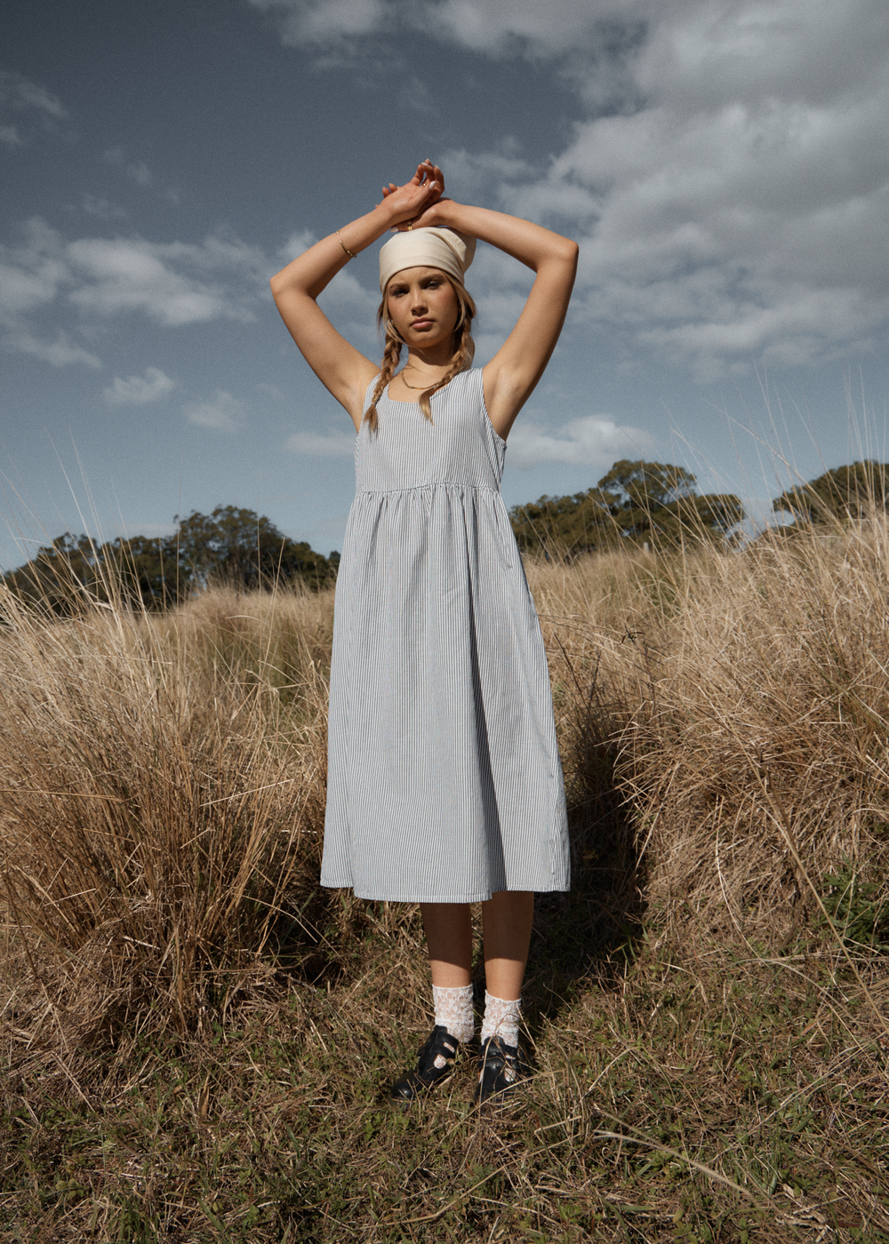 Womens Midi Dress Intergalactic - Navy Stripe - AFENDS