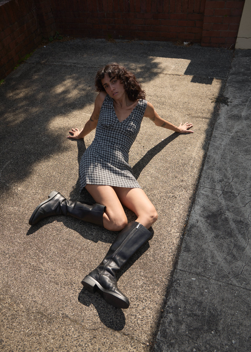 Womens Mini Dress Grace - Steel Check - AFENDS