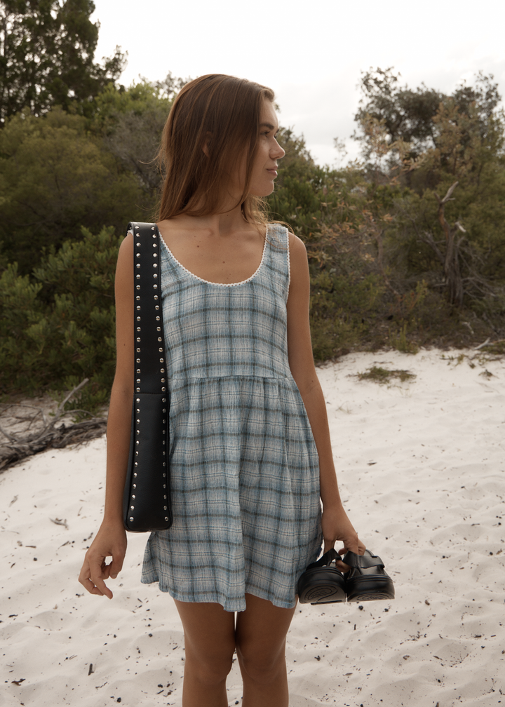 Jesse Seersucker Mini Dress – Overcast Check