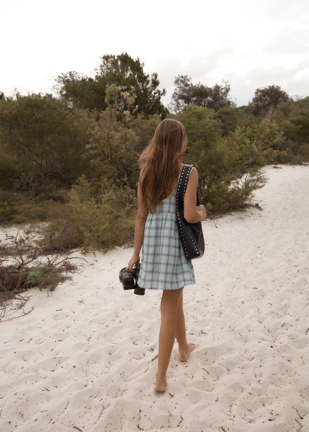 Womens Seersucker Mini Dress Jesse - Overcast Check - AFENDS