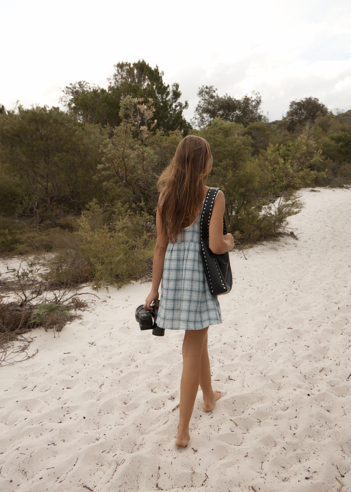 Jesse Seersucker Mini Dress – Overcast Check