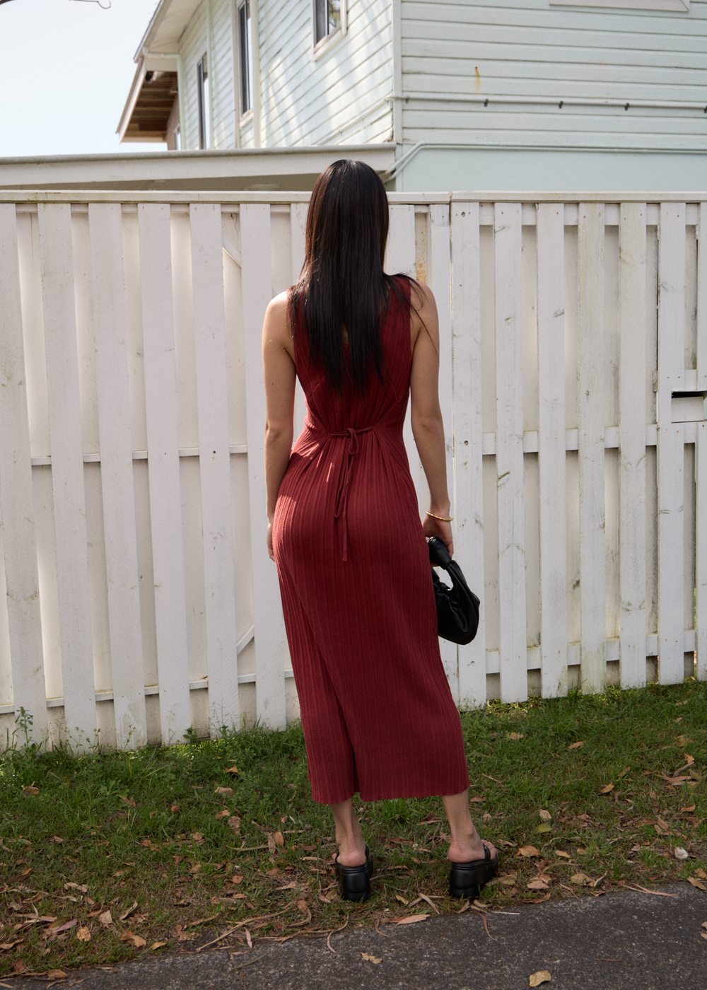 Womens Knit Midi Dress Iris - Red Rum - AFENDS