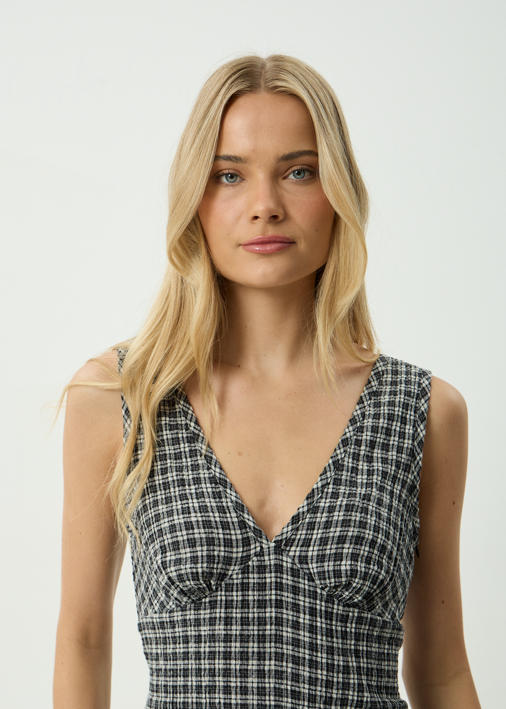 Womens Mini Dress Grace - Steel Check - AFENDS