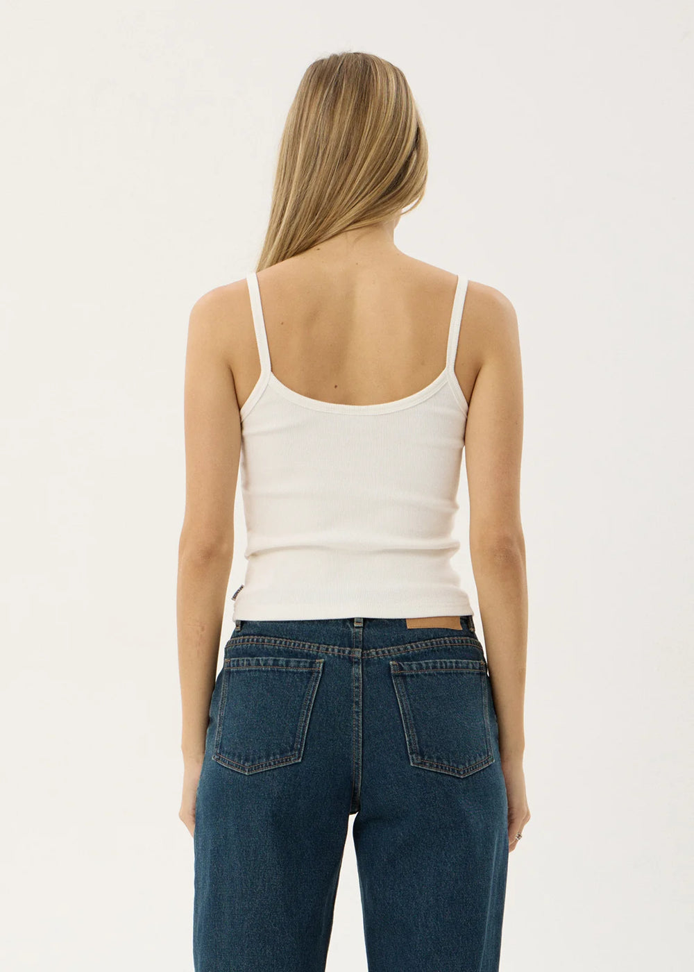 Womens Rib Singlet Sara - White - AFENDS