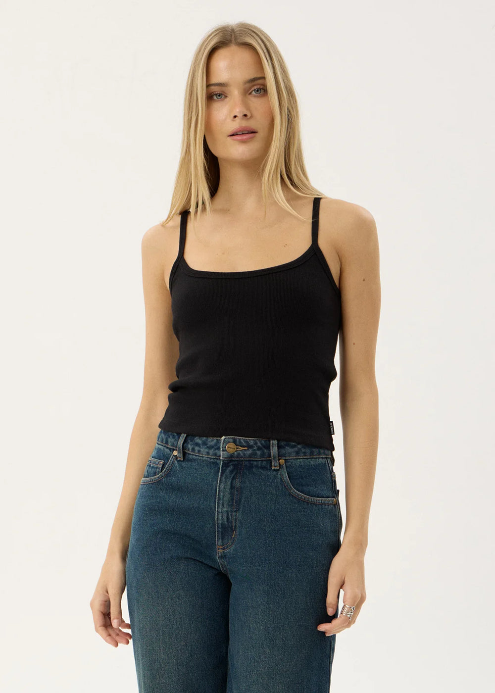 Womens Rib Singlet Sara - Black - AFENDS