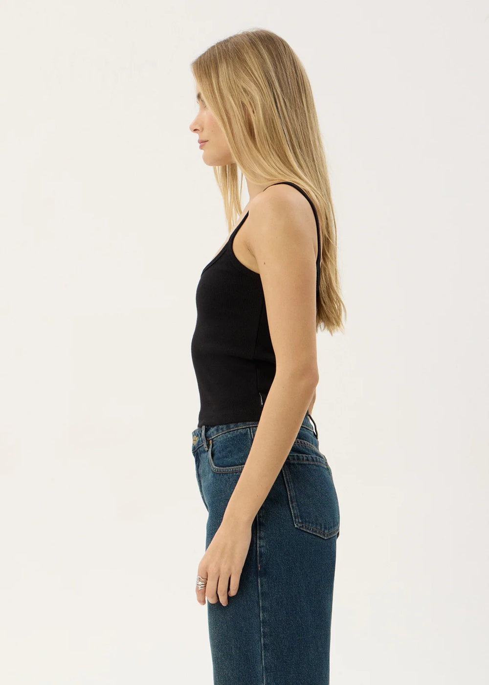Womens Rib Singlet Sara - Black - AFENDS