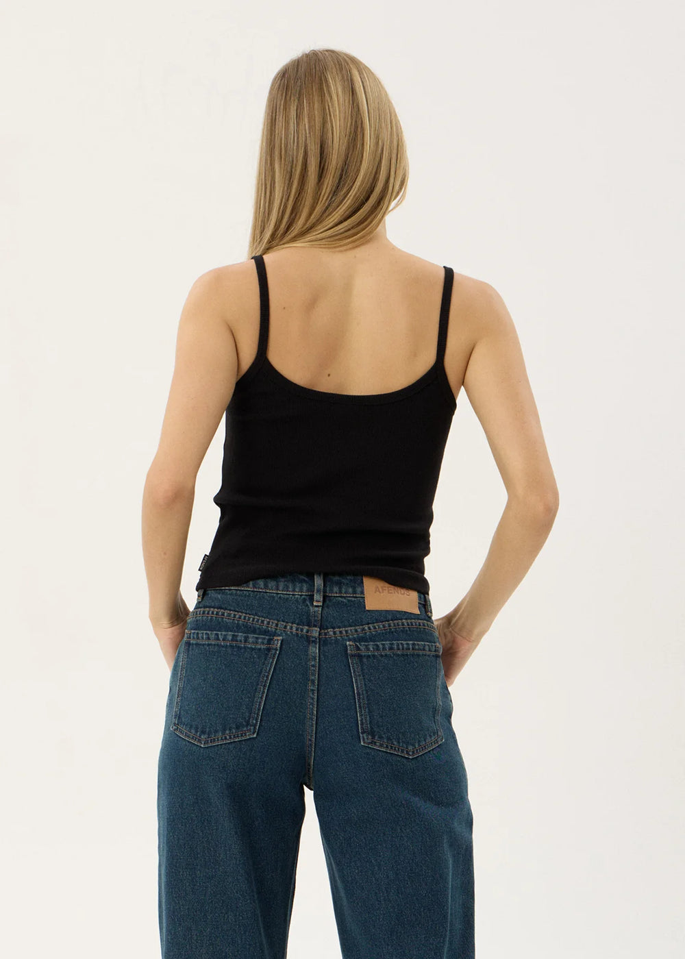 Womens Rib Singlet Sara - Black - AFENDS