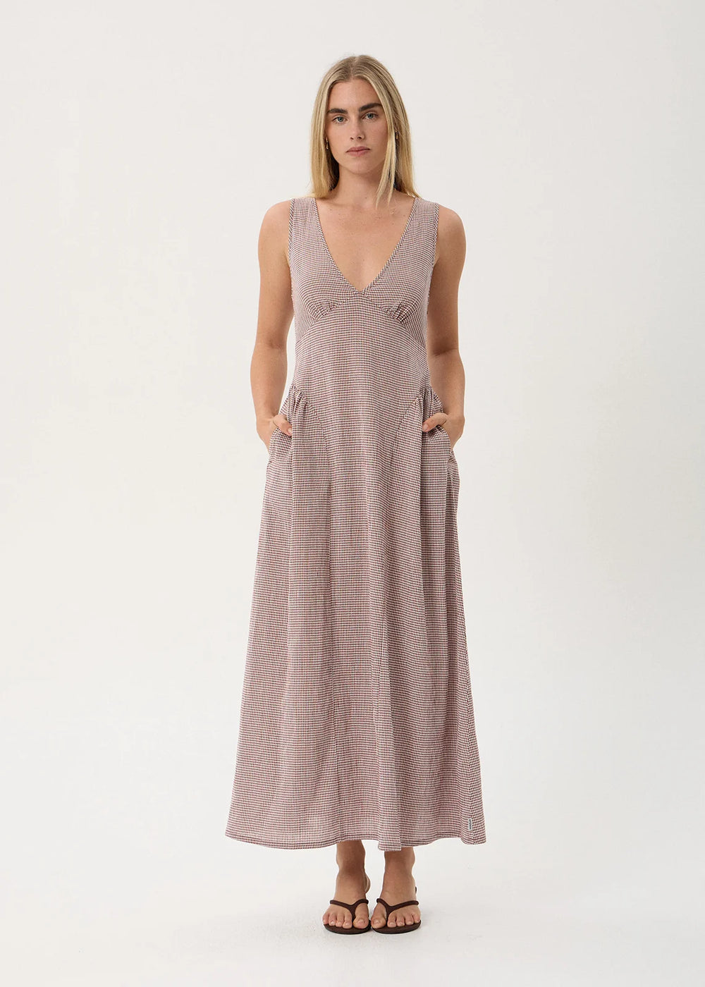 Womens Maxi Dress Jacqueline - Mahogany Check - AFENDS