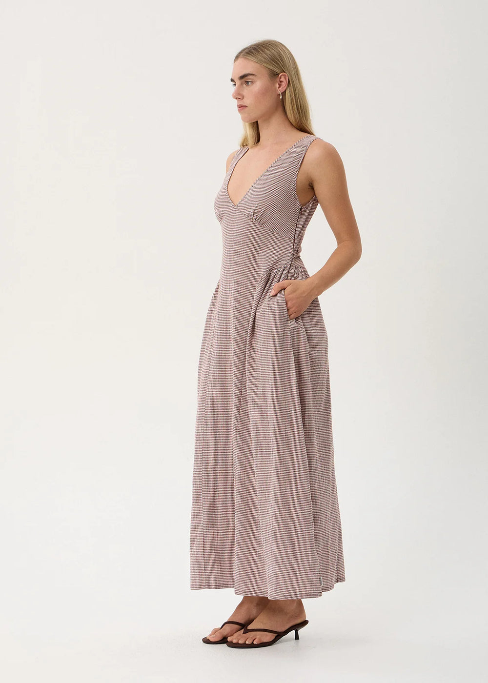 Womens Maxi Dress Jacqueline - Mahogany Check - AFENDS