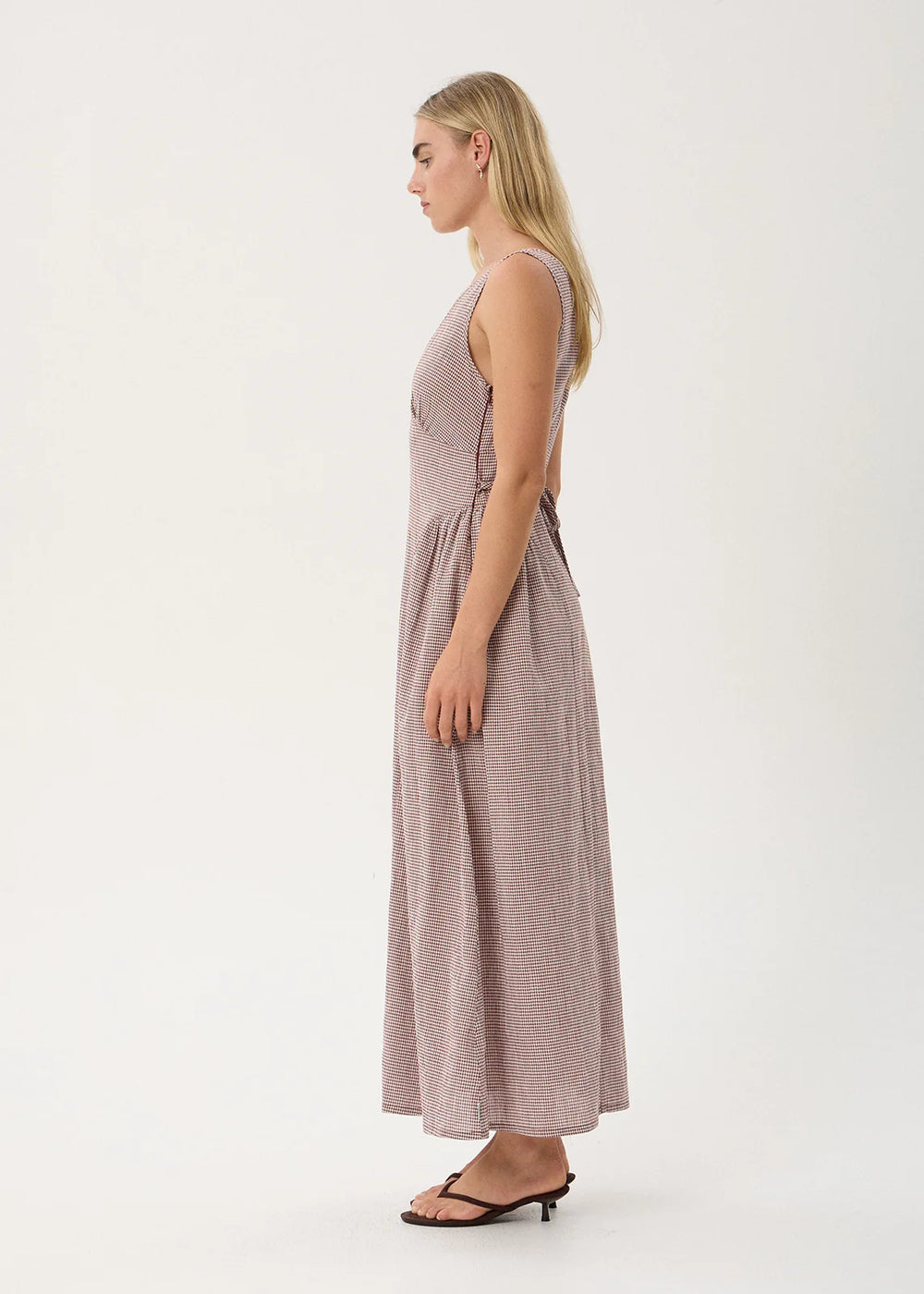 Womens Maxi Dress Jacqueline - Mahogany Check - AFENDS