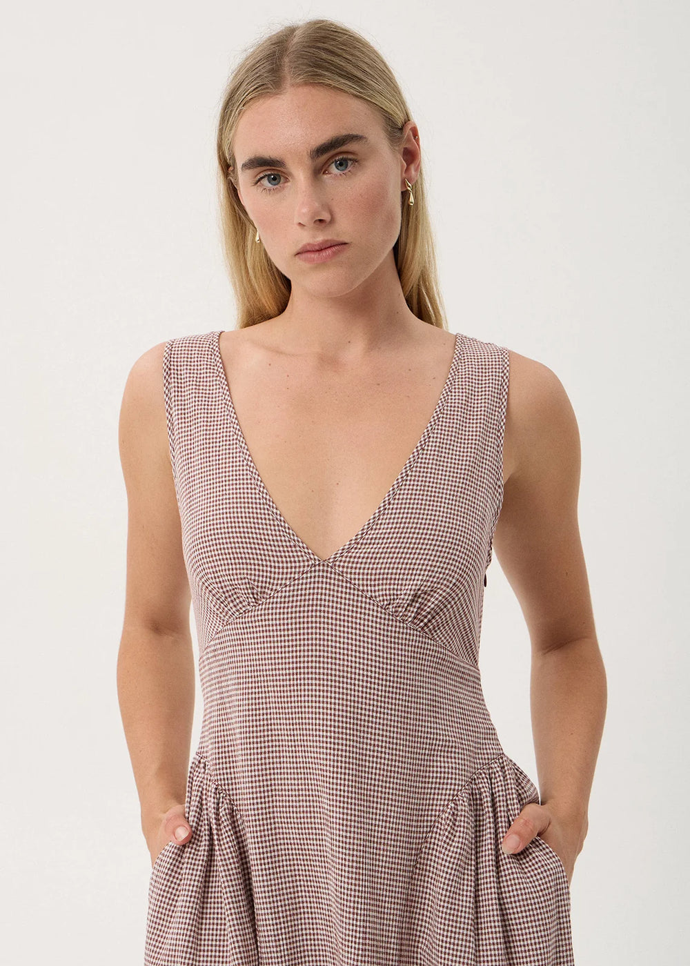 Womens Maxi Dress Jacqueline - Mahogany Check - AFENDS