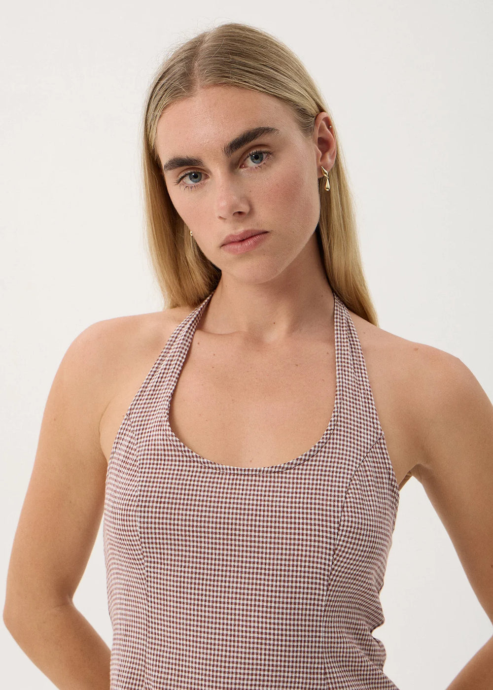 Womens Mini Dress Mazzy - Mahogany Check - AFENDS