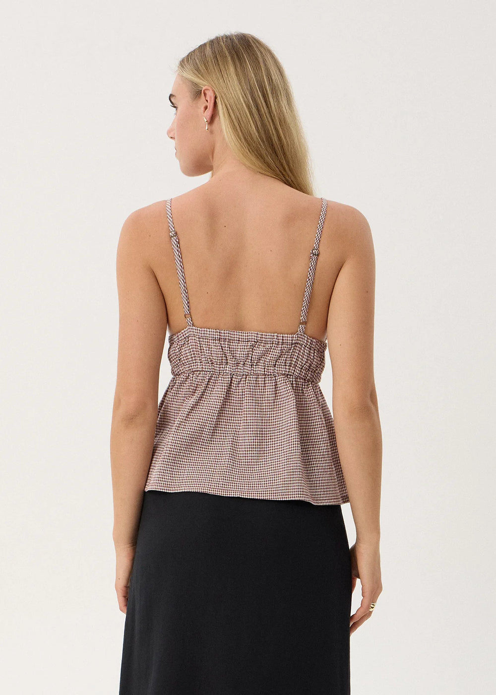 Womens Tie Top Ana - Mahogany Check - AFENDS