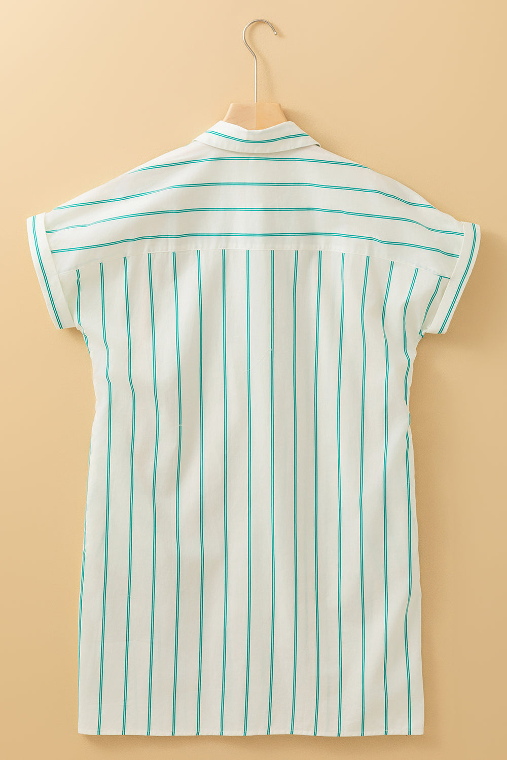 Mint Green St Patricks Striped Wide Short Sleeve Shift Mini Shirt Dress