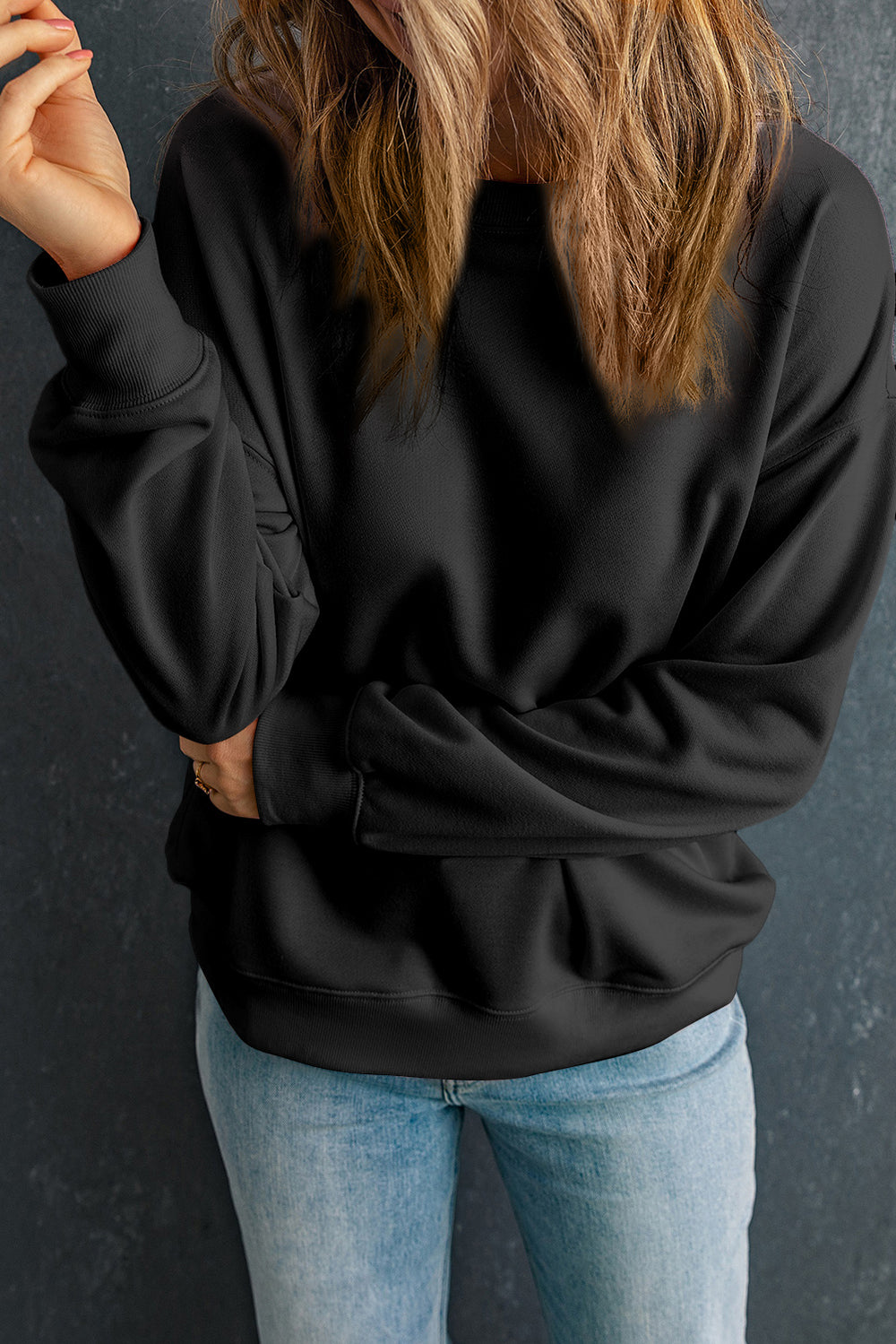 Rose Red Solid Classic Crewneck Pullover Sweatshirt