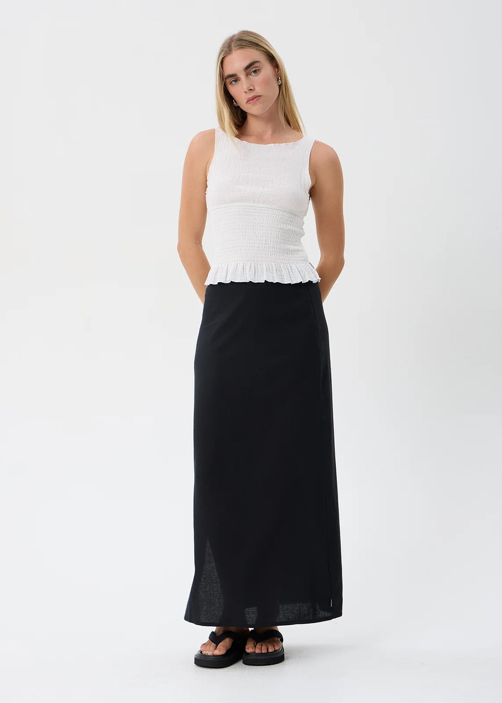 Womens Seersucker Sleeveless Top Cedar - Off White - AFENDS