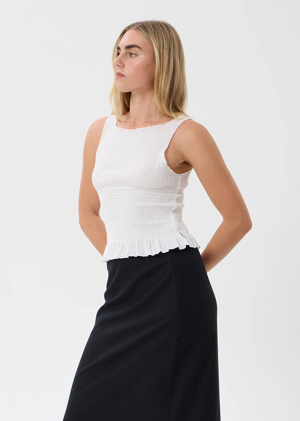 Womens Seersucker Sleeveless Top Cedar - Off White - AFENDS