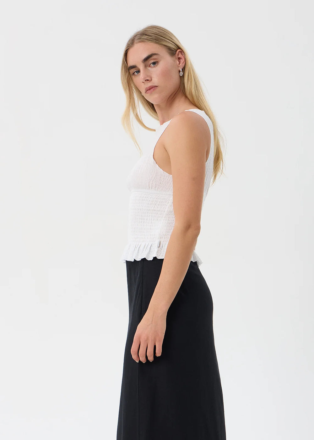Womens Seersucker Sleeveless Top Cedar - Off White - AFENDS