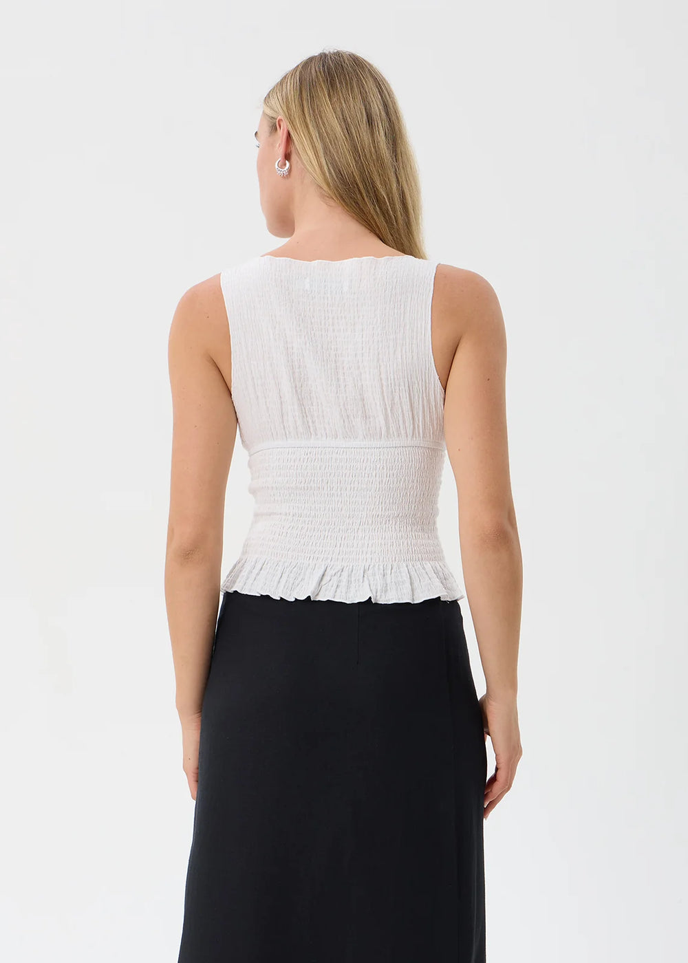 Womens Seersucker Sleeveless Top Cedar - Off White - AFENDS
