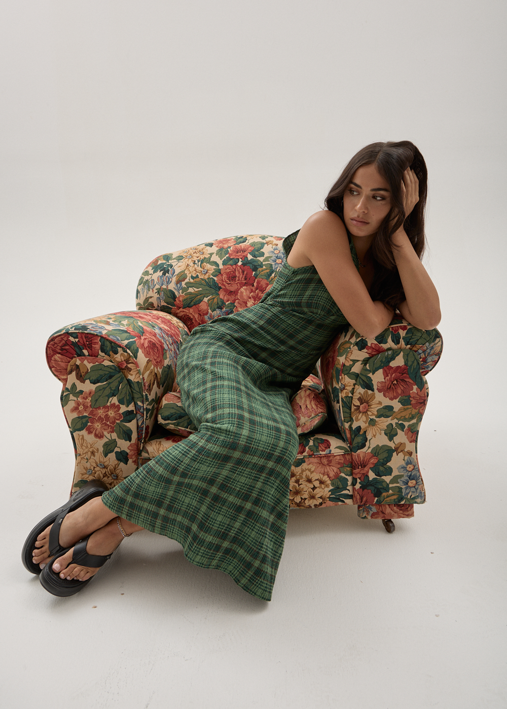 Womens Seersucker Maxi Dress Tully - Lonnie Hunter Green - AFENDS