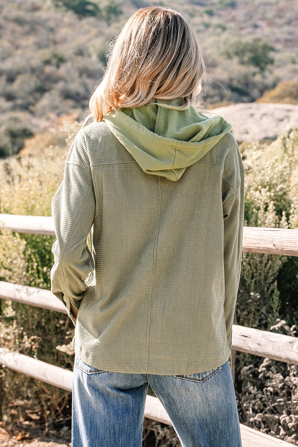 Laurel Green 2 in 1 Thermal Knit Textured Hooded Jacket