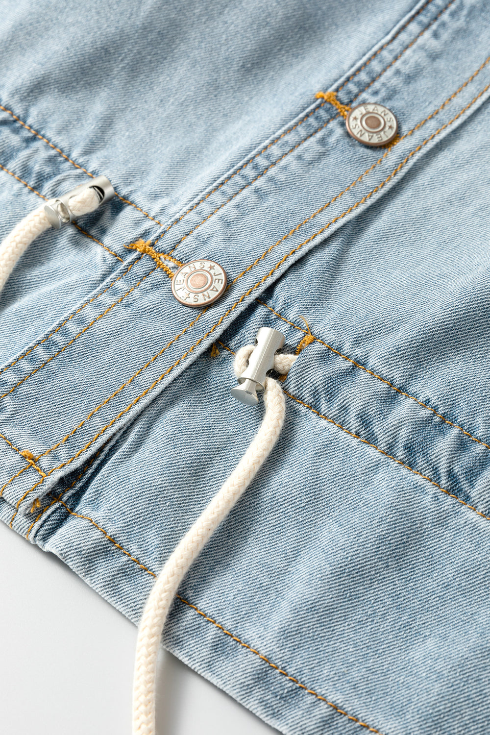 Beau Blue Draw-cord Hem Light Wash Denim Jacket - Denim Jacket - De...