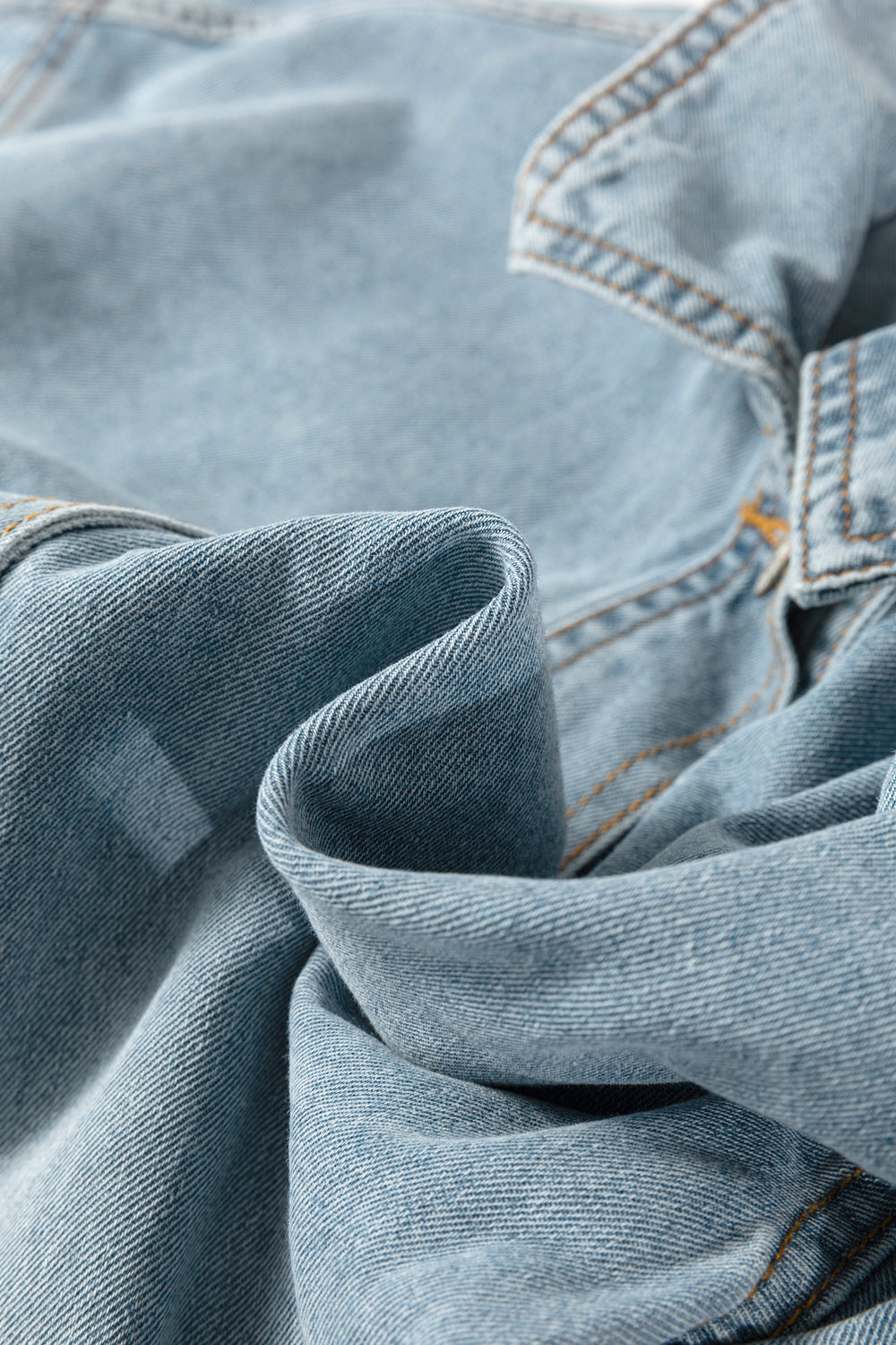 Beau Blue Draw-cord Hem Light Wash Denim Jacket - Denim Jacket - De...