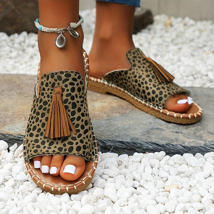 Naomi Woven Boho Sandals With Tassel Detail