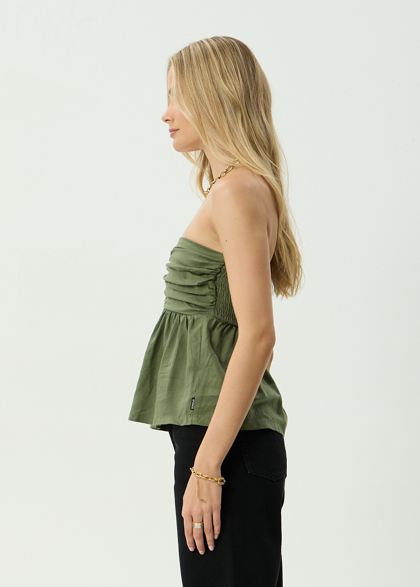 Womens Strapless Top Juni - Deep Olive - AFENDS