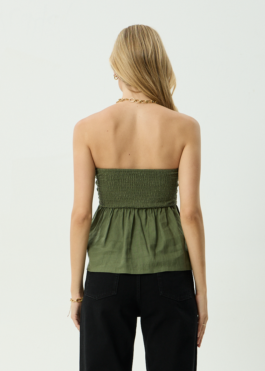 Womens Strapless Top Juni - Deep Olive - AFENDS