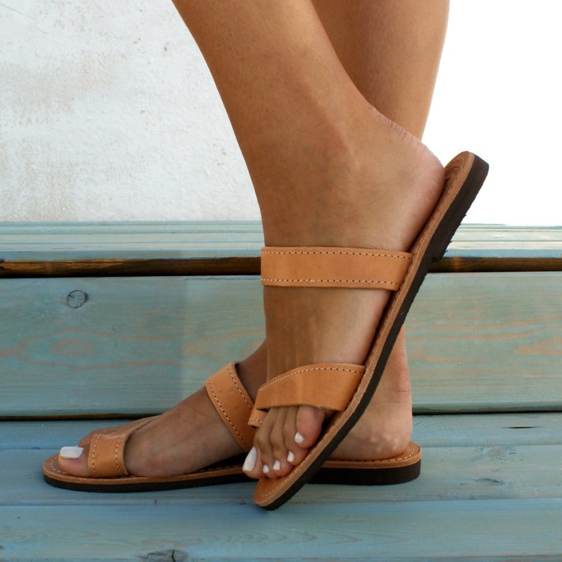 Evelyn Faux Leather Flat Sandals