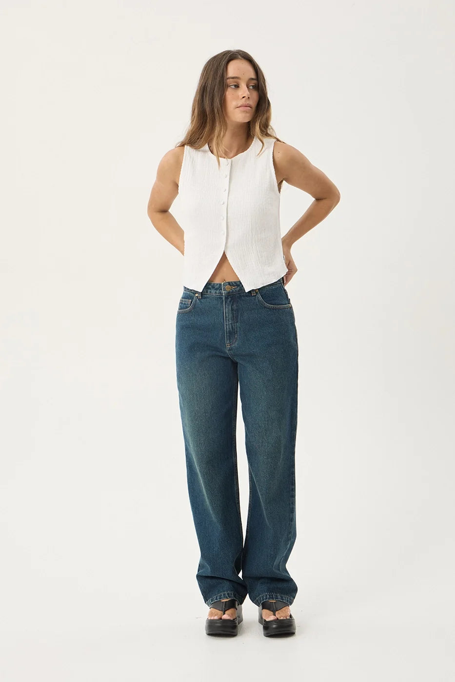 Womens Seersucker Top Lana - Off White - AFENDS