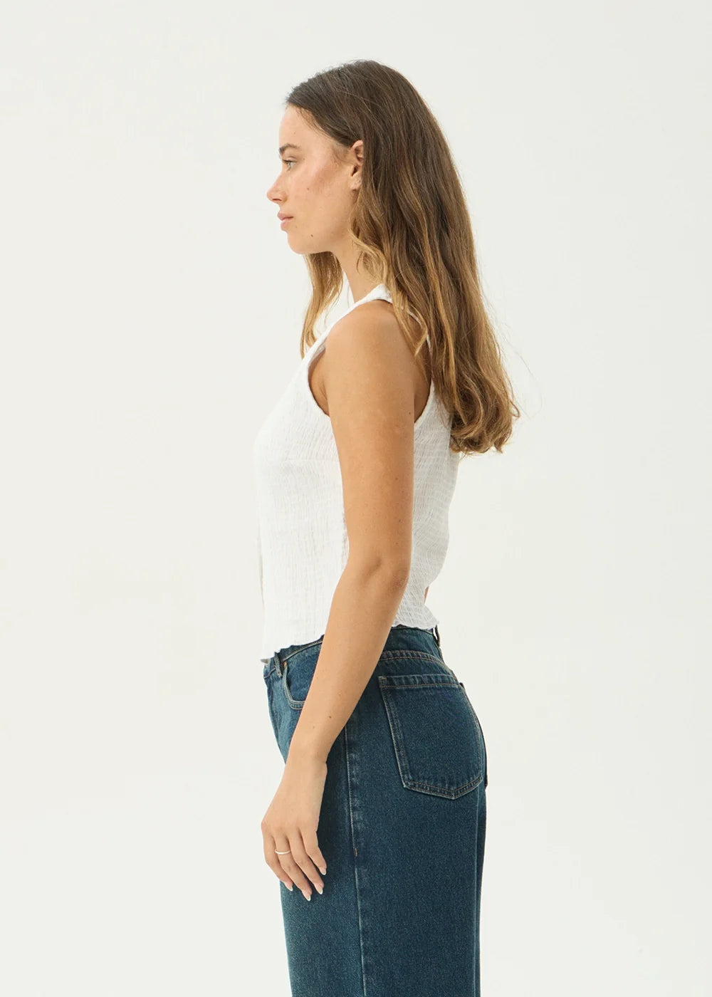 Womens Seersucker Top Lana - Off White - AFENDS