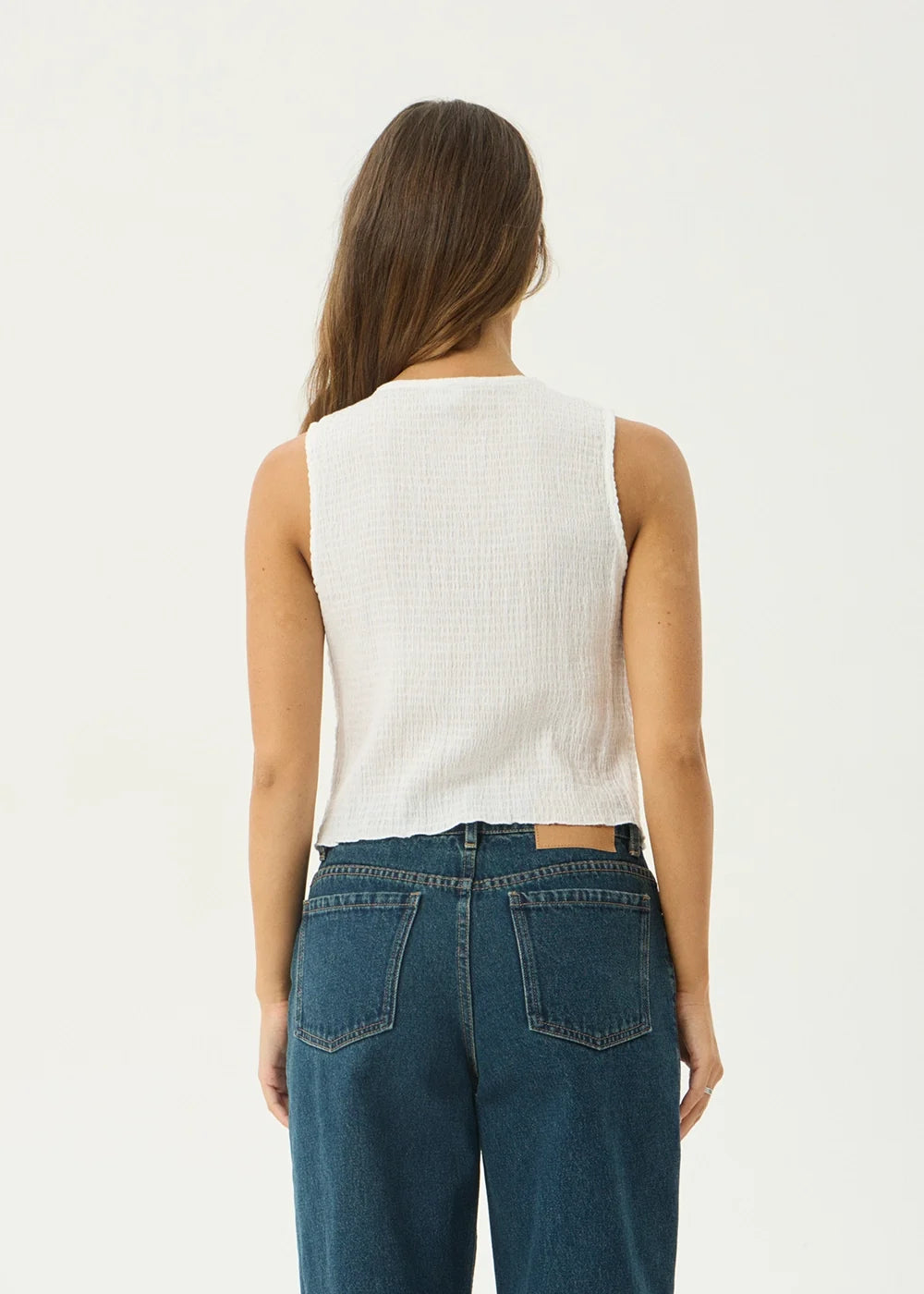 Womens Seersucker Top Lana - Off White - AFENDS