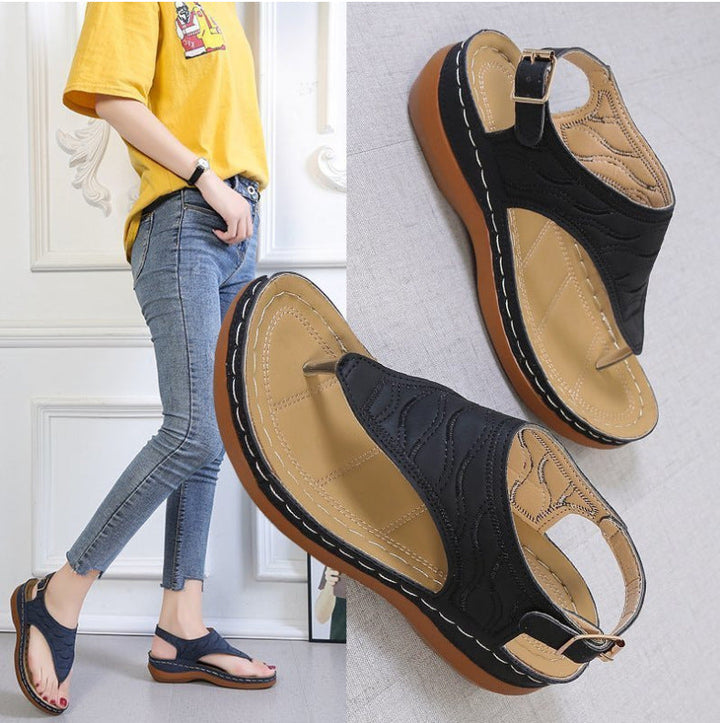 Orla Two-Tone Leather Roman Sandals