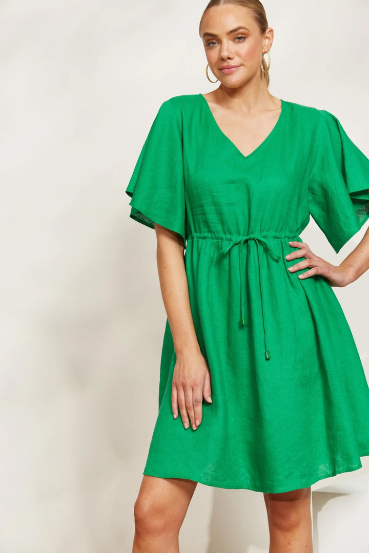 Halcyon Tie Dress – Emerald
