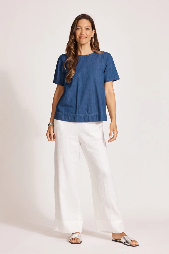 Melenia Denim Top – Indigo