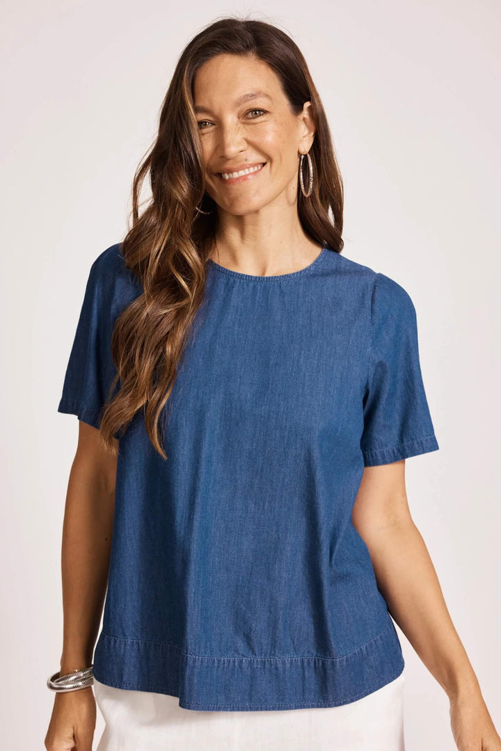 Melenia Denim Top – Indigo