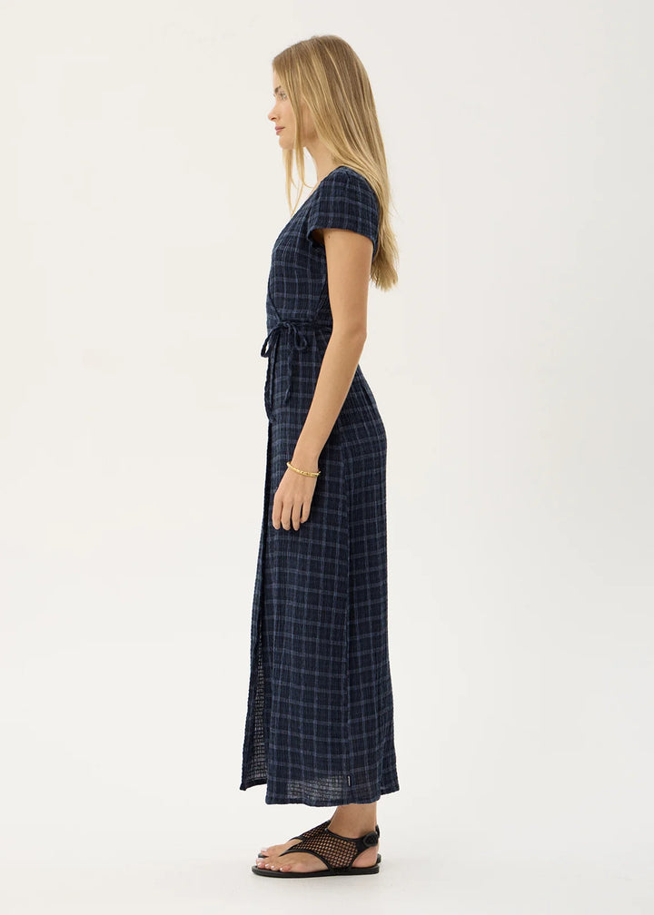 Felicity Seersucker Maxi Dress – Midnight Check