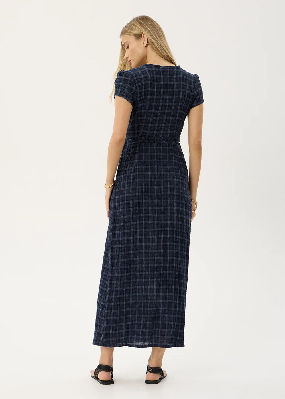 Womens Seersucker Maxi Dress Felicity - Thea Midnight Check - AFENDS