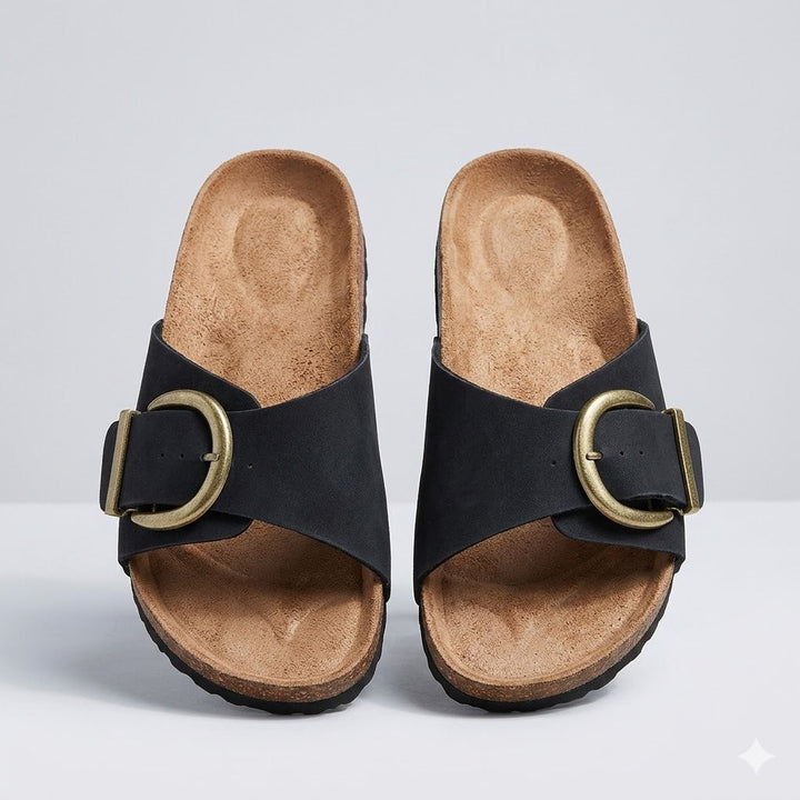 Giulia Minimal Buckle Slide Sandals
