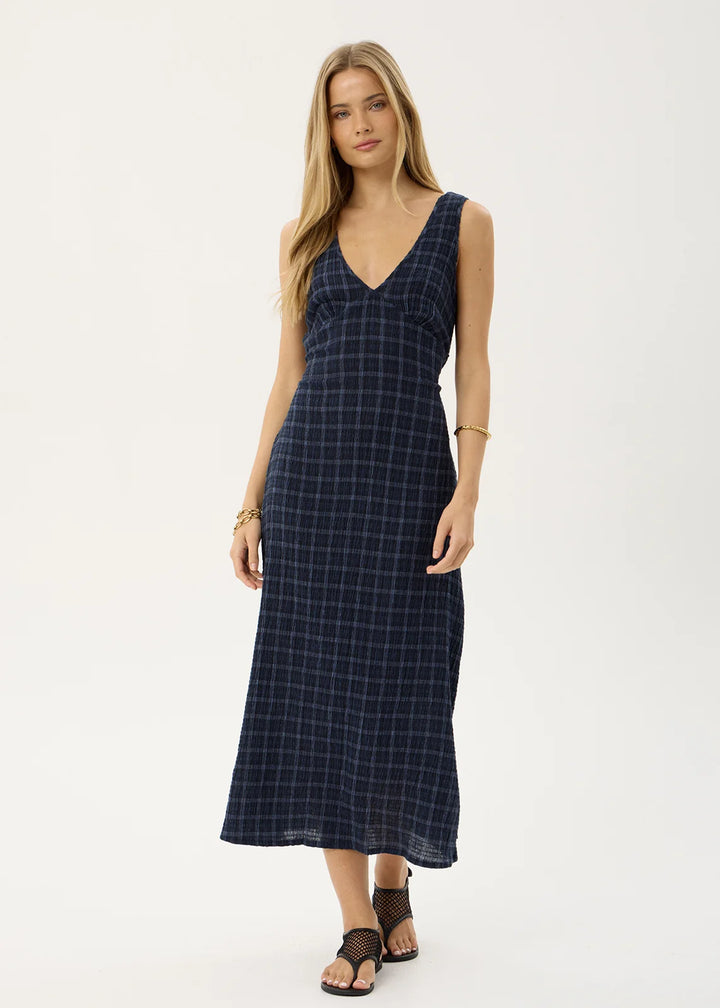 Tully Seersucker Maxi Dress – Midnight Check