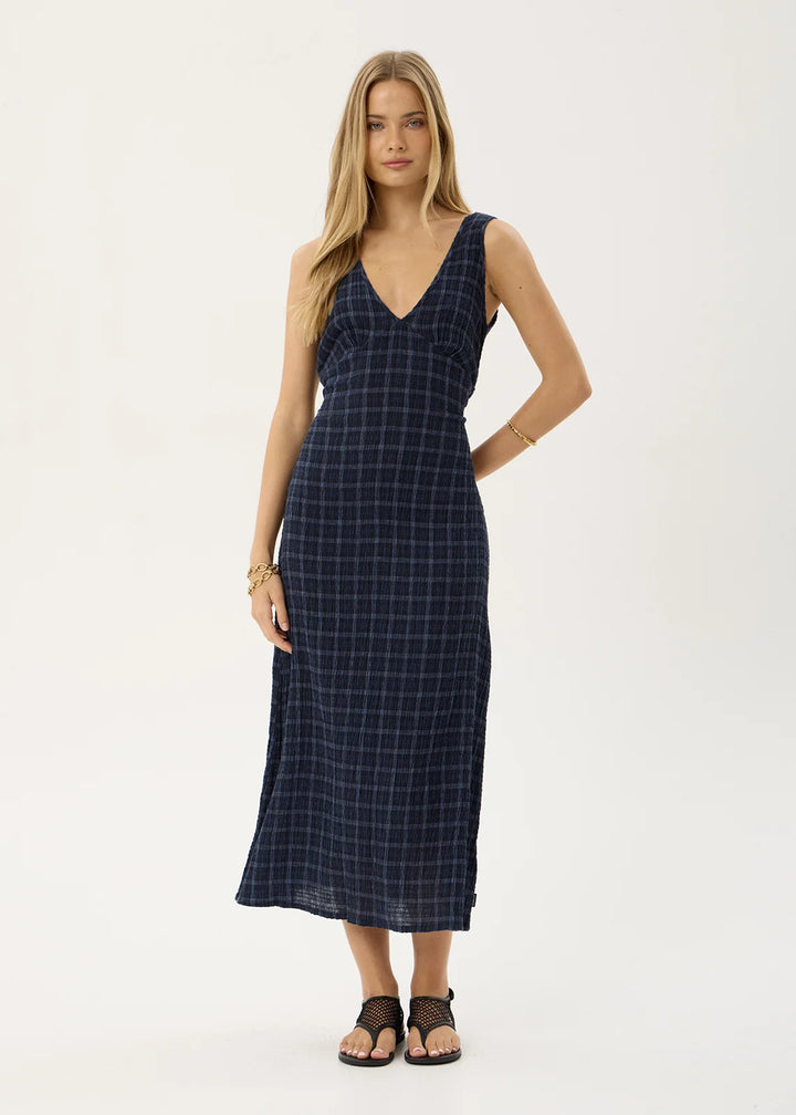 Tully Seersucker Maxi Dress – Midnight Check