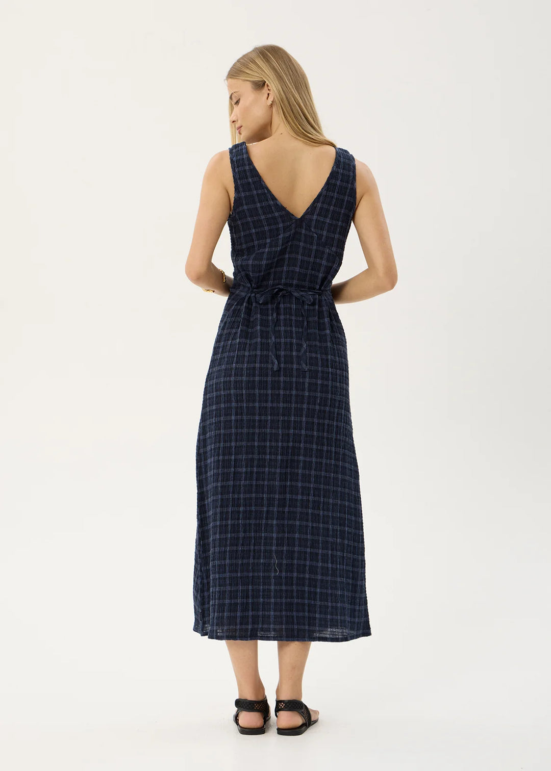 Tully Seersucker Maxi Dress – Midnight Check